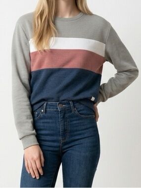 Marine Layer Colorblock Sweatshirt Large Cozy Retro White Rust Navy Cotton Crew